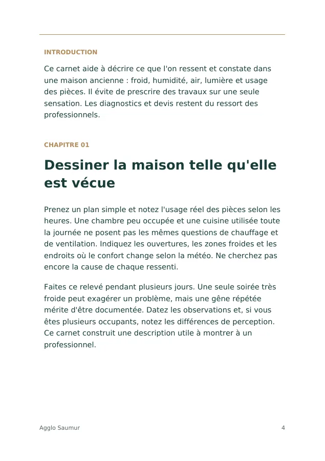 Aperçu intérieur de Carnet de confort d’une maison ancienne