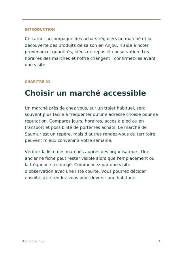 Aperçu intérieur de Carnet des marchés et des saisons