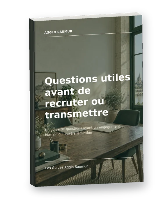 Mockup 3D de Questions utiles avant de recruter ou transmettre