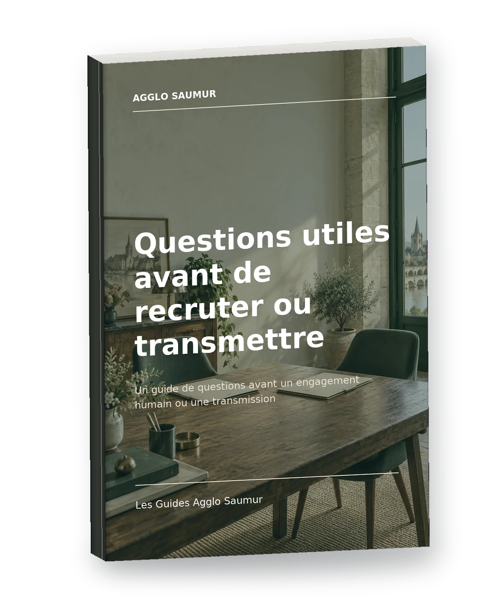 Mockup 3D de Questions utiles avant de recruter ou transmettre