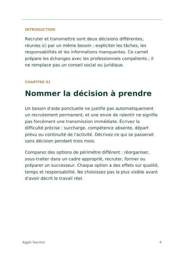 Aperçu intérieur de Questions utiles avant de recruter ou transmettre