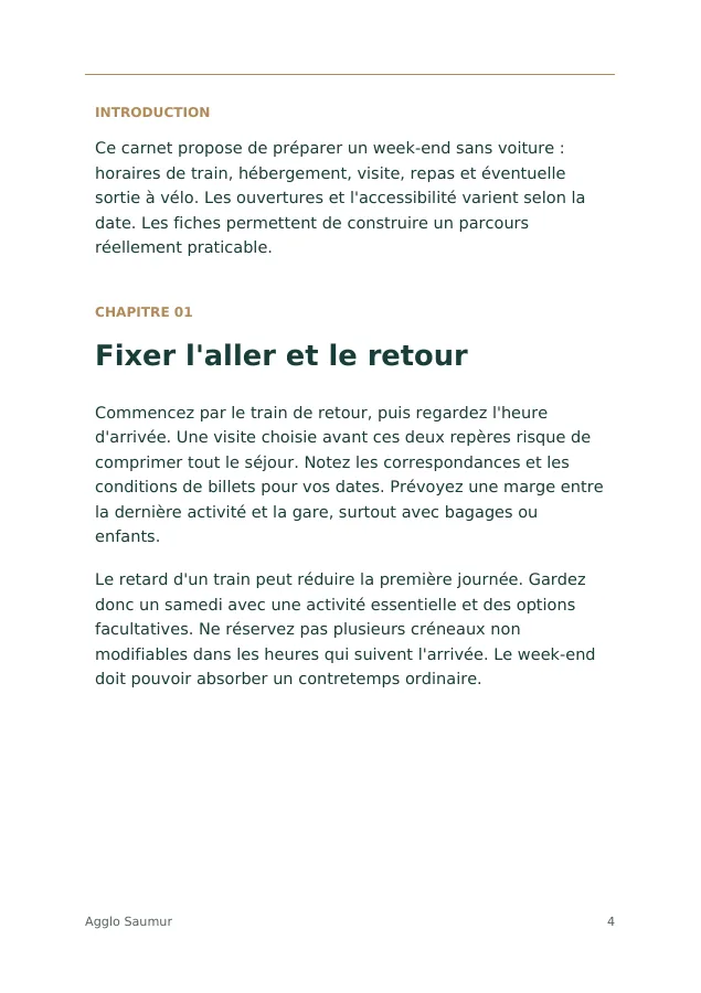 Aperçu intérieur de Saumur sans voiture : carnet de week-end