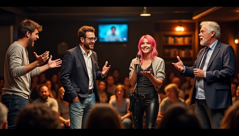découvrez à saumur un spectacle de stand-up unique avec quatre humoristes aux styles variés pour une heure de rire garantie et un moment mémorable.