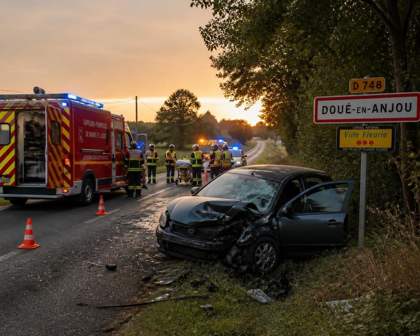une collision grave à doué-en-anjou a nécessité l'évacuation d'urgence du conducteur à l'hÎpital. découvrez les détails de l'accident et les interventions des secours.