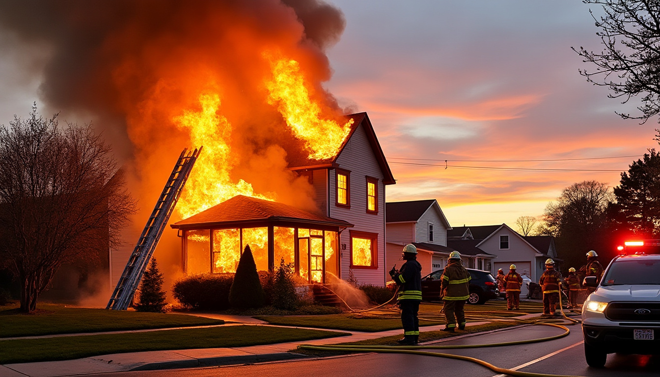 un incendie spectaculaire a complètement ravagé un pavillon, pris en charge rapidement par les pompiers à leur arrivée pour maîtriser le sinistre.