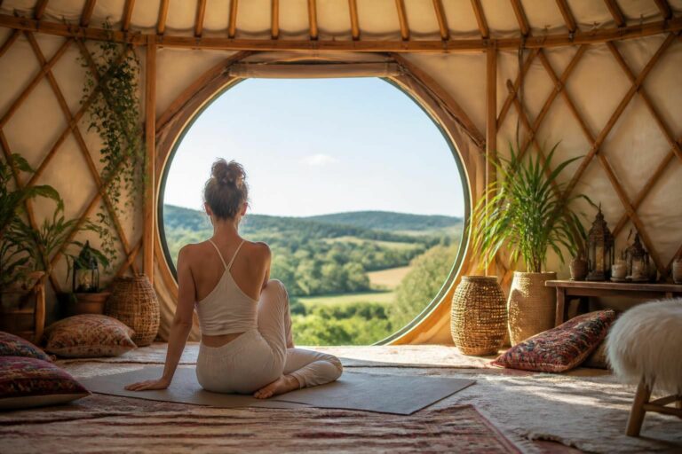 plongez dans une expérience unique de yoga au cœur de l'anjou, dans une yourte traditionnelle, et profitez des bienfaits du corps et de l'esprit dans un cadre naturel et apaisant.