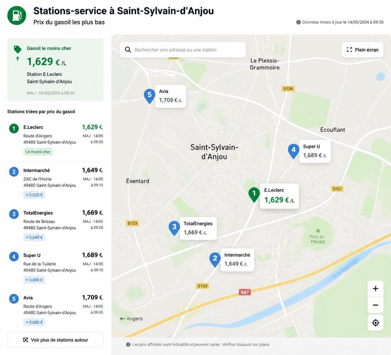découvrez où acheter le gasoil le moins cher pour votre véhicule diesel à saint-sylvain-d'anjou. comparez les prix et trouvez les stations-service les plus économiques près de chez vous.